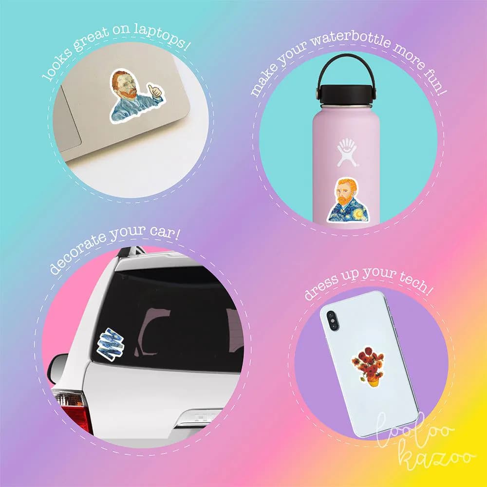 image-Van Gogh Art Stickers PVC Decorative Decals for Phone Diary Laptop