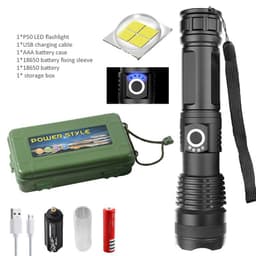 image-XHP50 Rechargeable Aluminum Alloy LED Flashlight USB Power Display