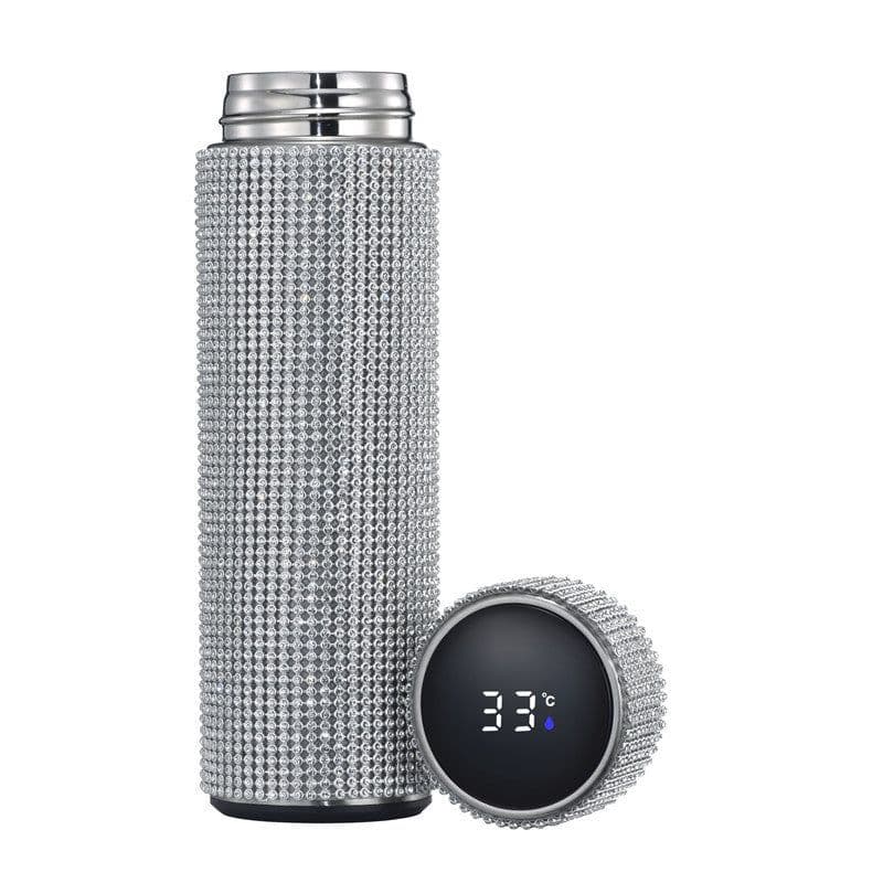 image-Diamond-Studded Stainless Steel Vacuum Flask 600ml Straight Cup