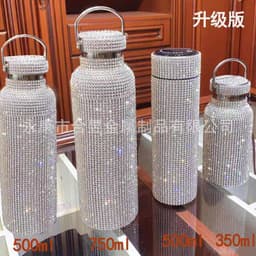 image-Diamond-Studded Stainless Steel Vacuum Flask 600ml Straight Cup