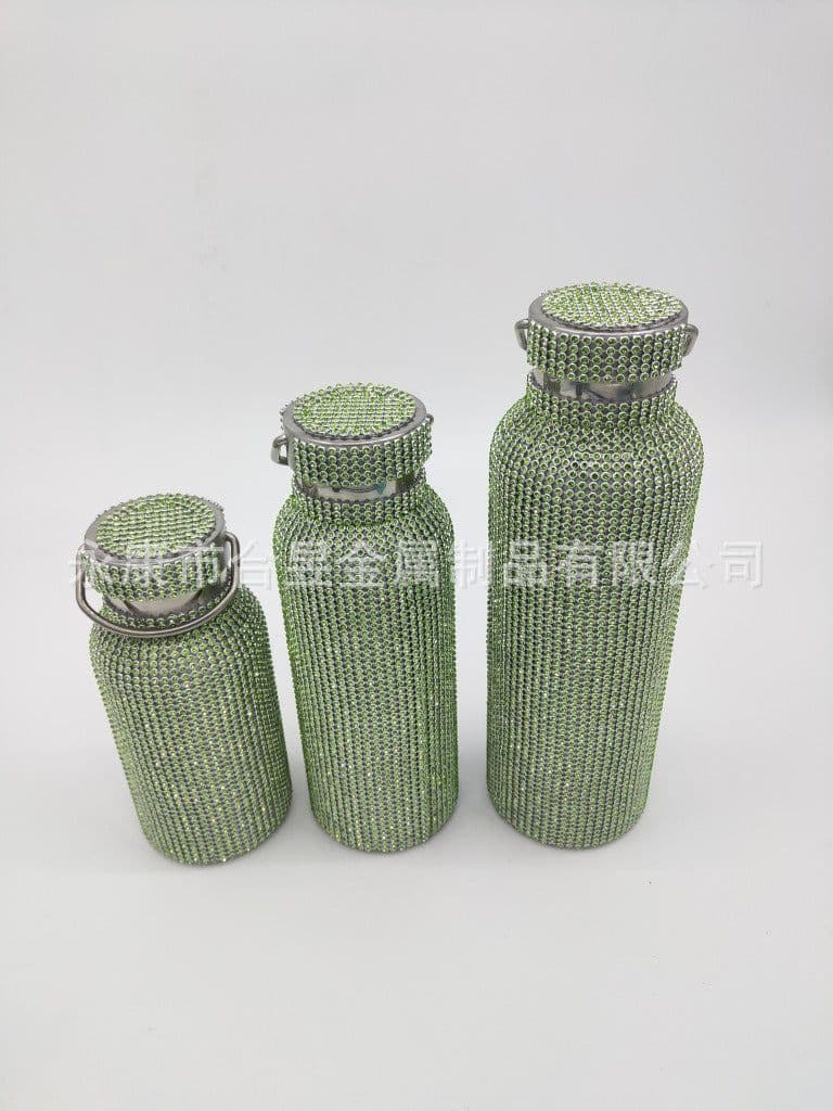 image-Diamond-Studded Stainless Steel Vacuum Flask 600ml Straight Cup