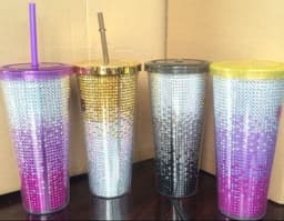 image-Diamond-Studded Stainless Steel Vacuum Flask 600ml Straight Cup