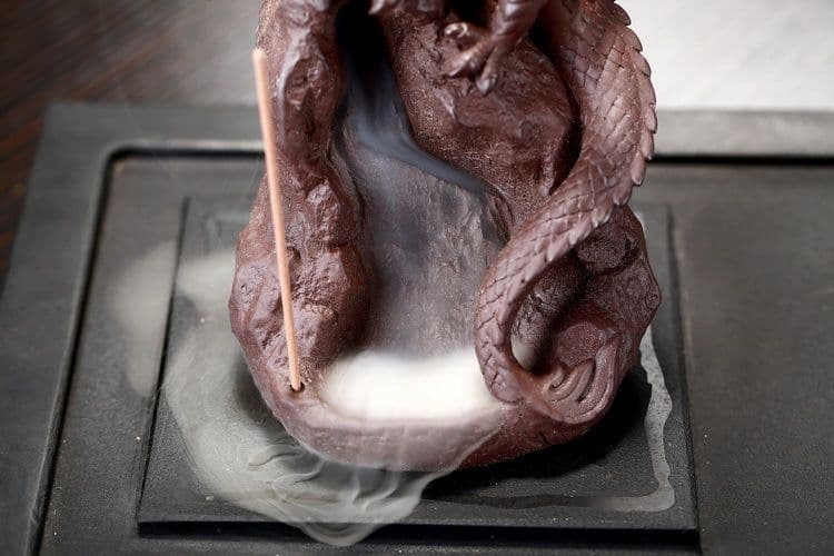 image-Ceramic Dragon Dinosaur Incense Burner with Fog Effect