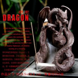 image-Ceramic Dragon Dinosaur Incense Burner with Fog Effect