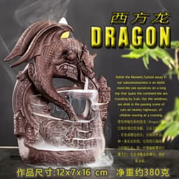 image-Ceramic Dragon Dinosaur Incense Burner with Fog Effect