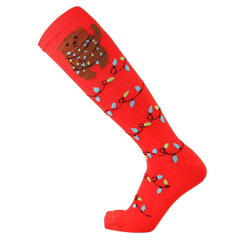 image-Amazon Sports Compression Socks Long Tube Adult Christmas