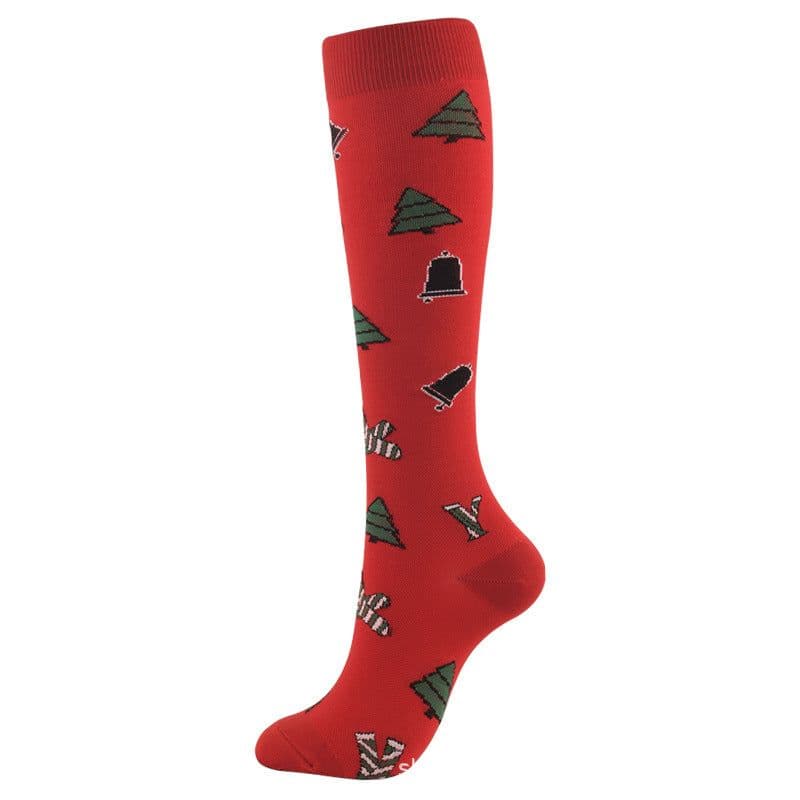 image-Amazon Sports Compression Socks Long Tube Adult Christmas