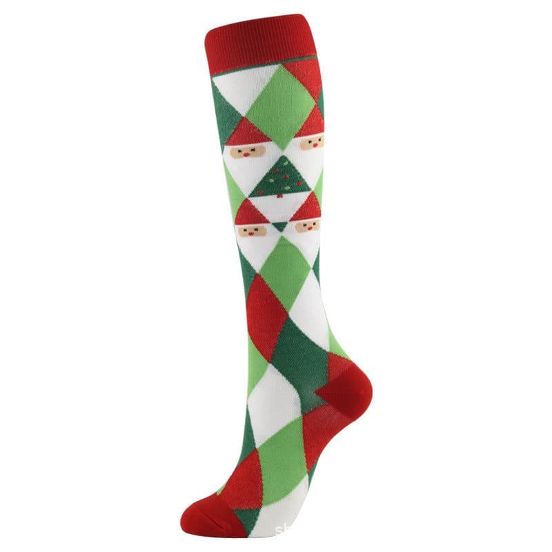 image-Amazon Sports Compression Socks Long Tube Adult Christmas