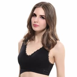 image-Women's Sports Bra Cross Back Wide Strap Shockproof Wireless Full Cup