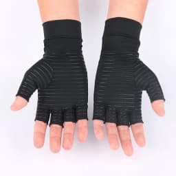 image-Unisex Copper Fiber Half-Finger Cycling Gloves - Black Striped