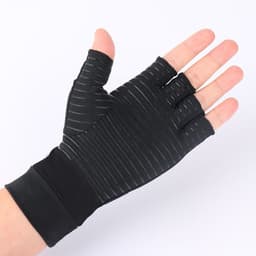 image-Unisex Copper Fiber Half-Finger Cycling Gloves - Black Striped