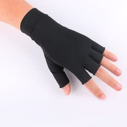 image-Unisex Copper Fiber Half-Finger Cycling Gloves - Black Striped