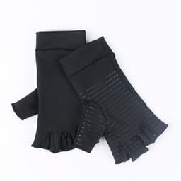 image-Unisex Copper Fiber Half-Finger Cycling Gloves - Black Striped