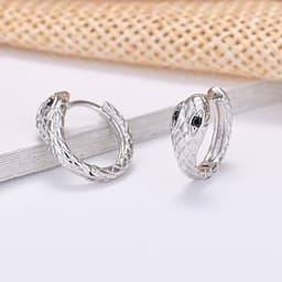 image-S925 Silver Needle Snake-Shaped Geometric Earrings