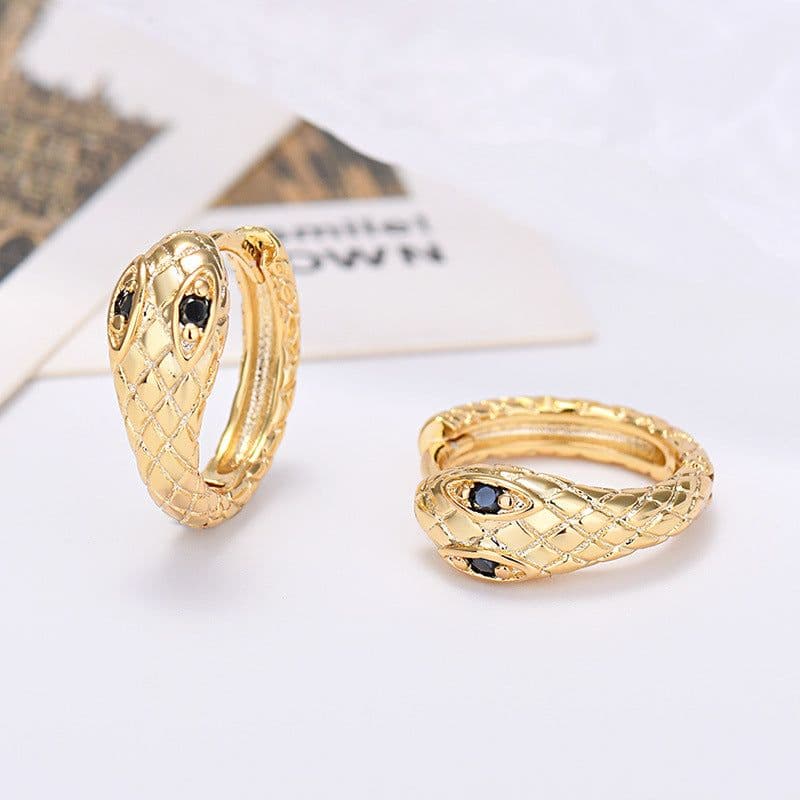 image-S925 Silver Needle Snake-Shaped Geometric Earrings