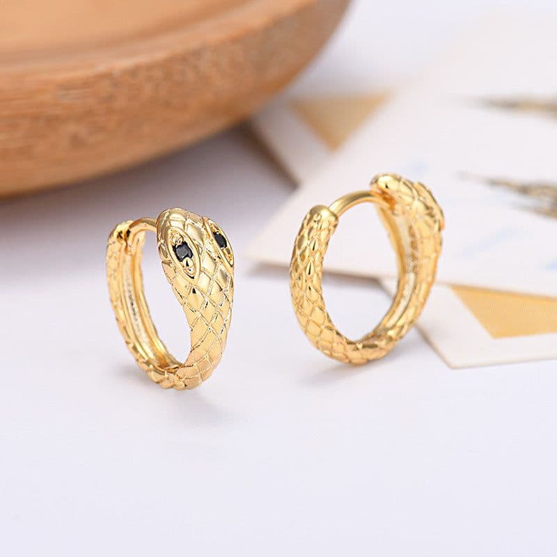 image-S925 Silver Needle Snake-Shaped Geometric Earrings