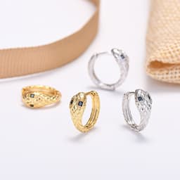 image-S925 Silver Needle Snake-Shaped Geometric Earrings