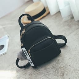 image-Nomefan Small PU Backpack Women's Solid Color Mini Bag Gray