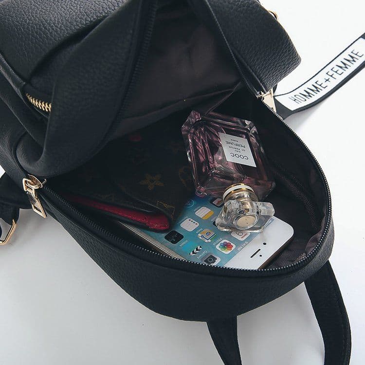 image-Nomefan Small PU Backpack Women's Solid Color Mini Bag Gray