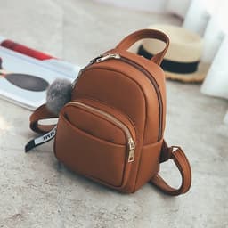image-Nomefan Small PU Backpack Women's Solid Color Mini Bag Gray