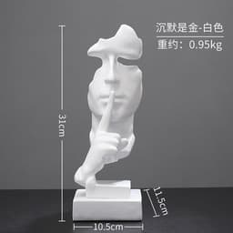 image-Silence is Gold Resin Sculpture Nordic Home Decor Figurine