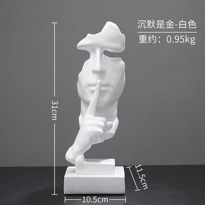image-Silence is Gold Resin Sculpture Nordic Home Decor Figurine