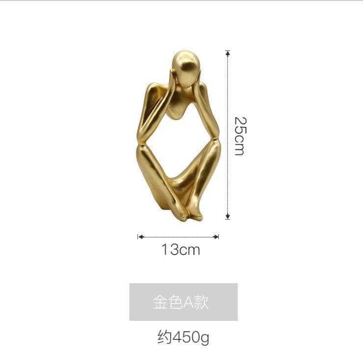 image-Silence is Gold Resin Sculpture Nordic Home Decor Figurine