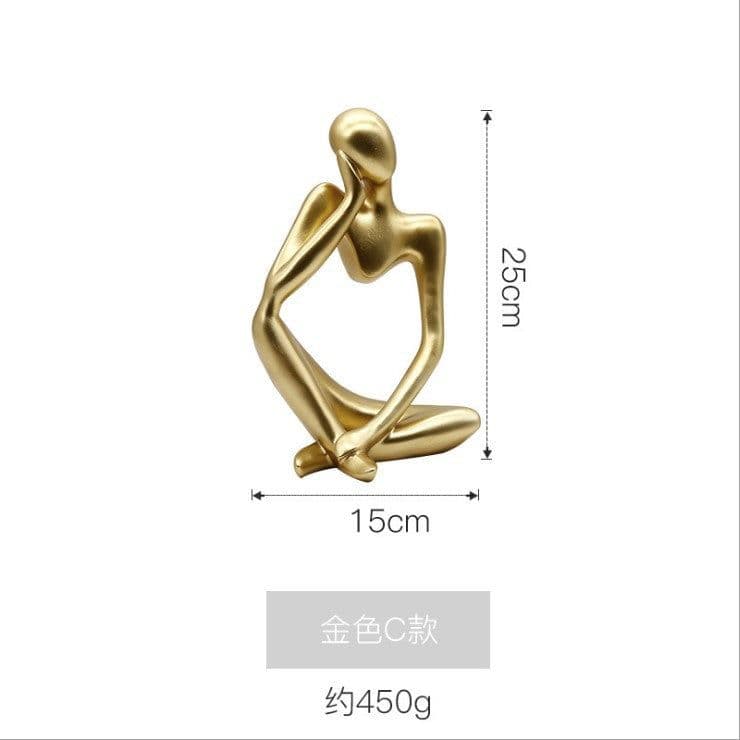 image-Silence is Gold Resin Sculpture Nordic Home Decor Figurine