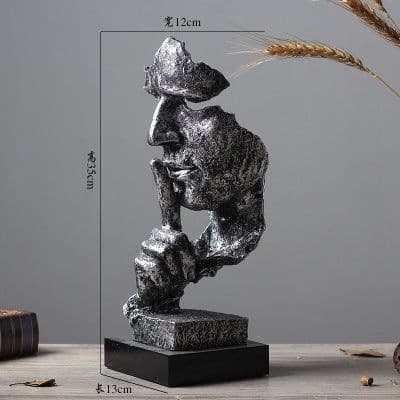 image-Silence is Gold Resin Sculpture Nordic Home Decor Figurine