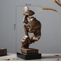 image-Silence is Gold Resin Sculpture Nordic Home Decor Figurine
