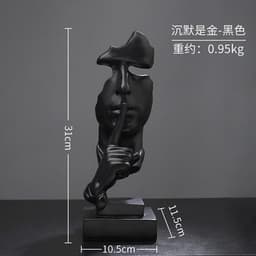 image-Silence is Gold Resin Sculpture Nordic Home Decor Figurine