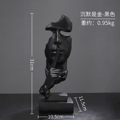 image-Silence is Gold Resin Sculpture Nordic Home Decor Figurine