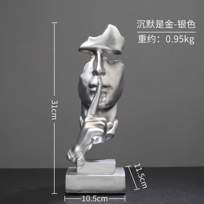 image-Silence is Gold Resin Sculpture Nordic Home Decor Figurine