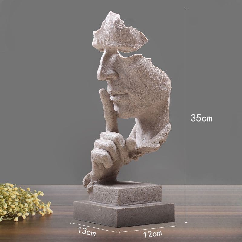 image-Silence is Gold Resin Sculpture Nordic Home Decor Figurine