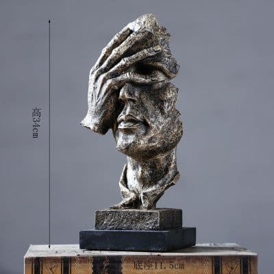 image-Silence is Gold Resin Sculpture Nordic Home Decor Figurine