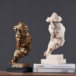 image-Silence is Gold Resin Sculpture Nordic Home Decor Figurine