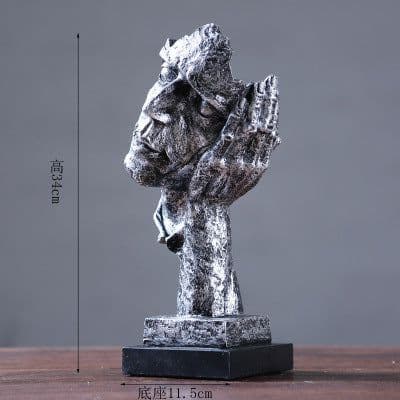 image-Silence is Gold Resin Sculpture Nordic Home Decor Figurine