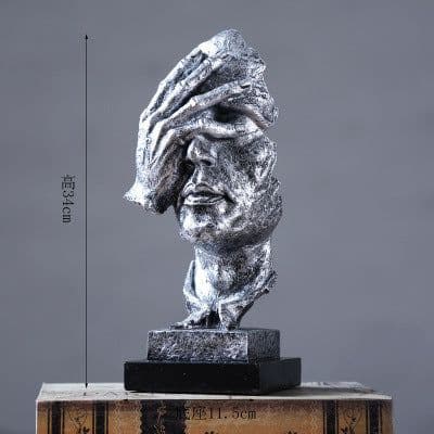 image-Silence is Gold Resin Sculpture Nordic Home Decor Figurine