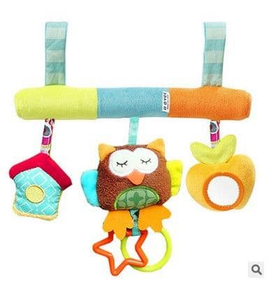 image-Baby Crib Mobile Music Toy with Animal Plush Hanging Bells 0-2 Years