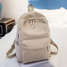 image-Corduroy Backpack Women's Casual Campus Student Bag 40x28x12cm