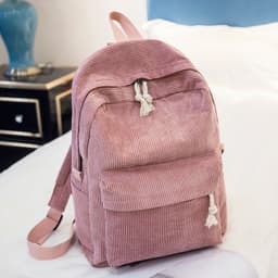 image-Corduroy Backpack Women's Casual Campus Student Bag 40x28x12cm