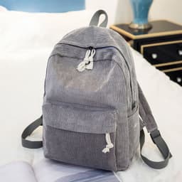 image-Corduroy Backpack Women's Casual Campus Student Bag 40x28x12cm