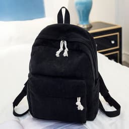 image-Corduroy Backpack Women's Casual Campus Student Bag 40x28x12cm