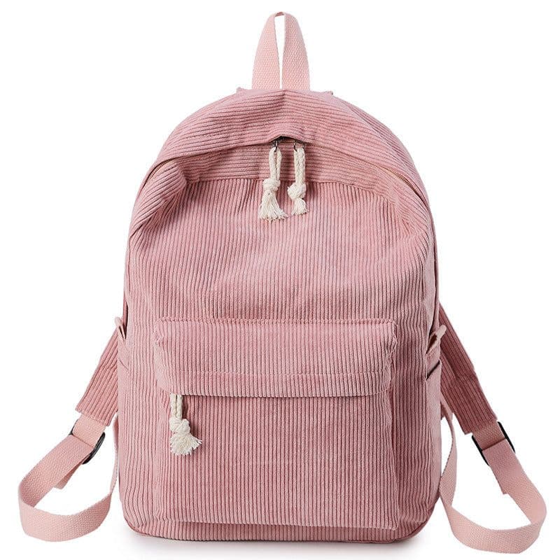 image-Corduroy Backpack Women's Casual Campus Student Bag 40x28x12cm