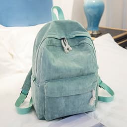 image-Corduroy Backpack Women's Casual Campus Student Bag 40x28x12cm