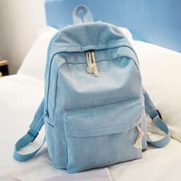 image-Corduroy Backpack Women's Casual Campus Student Bag 40x28x12cm