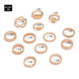 image-13-Piece Geometric Ring Set Gold Alloy Triangle Leaf Star Women's Jewelry