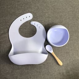image-YC Silicone Baby Cutlery Set 3-Piece Bib Suction Bowl Spoon