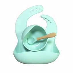 image-YC Silicone Baby Cutlery Set 3-Piece Bib Suction Bowl Spoon