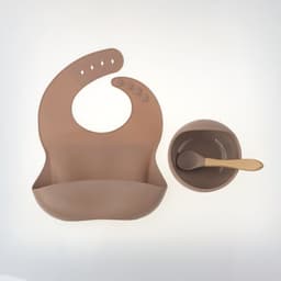 image-YC Silicone Baby Cutlery Set 3-Piece Bib Suction Bowl Spoon